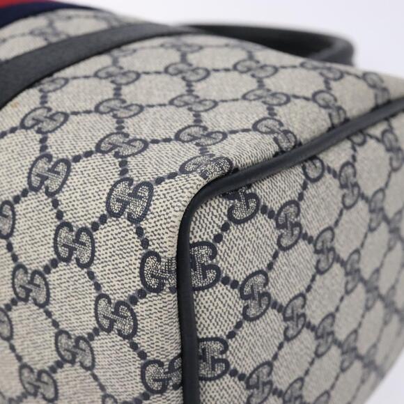 GUCCI GG Supreme Sherry Line Hand Bag Pvc Navy Gold Red 58 02 007 - Picture 10 of 16